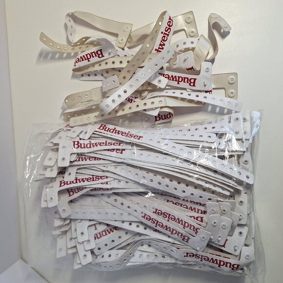 180+ Budweiser Event Party ID Age Wristbands Lot Branded Logo White Red Vintage - Picture 6 of 7